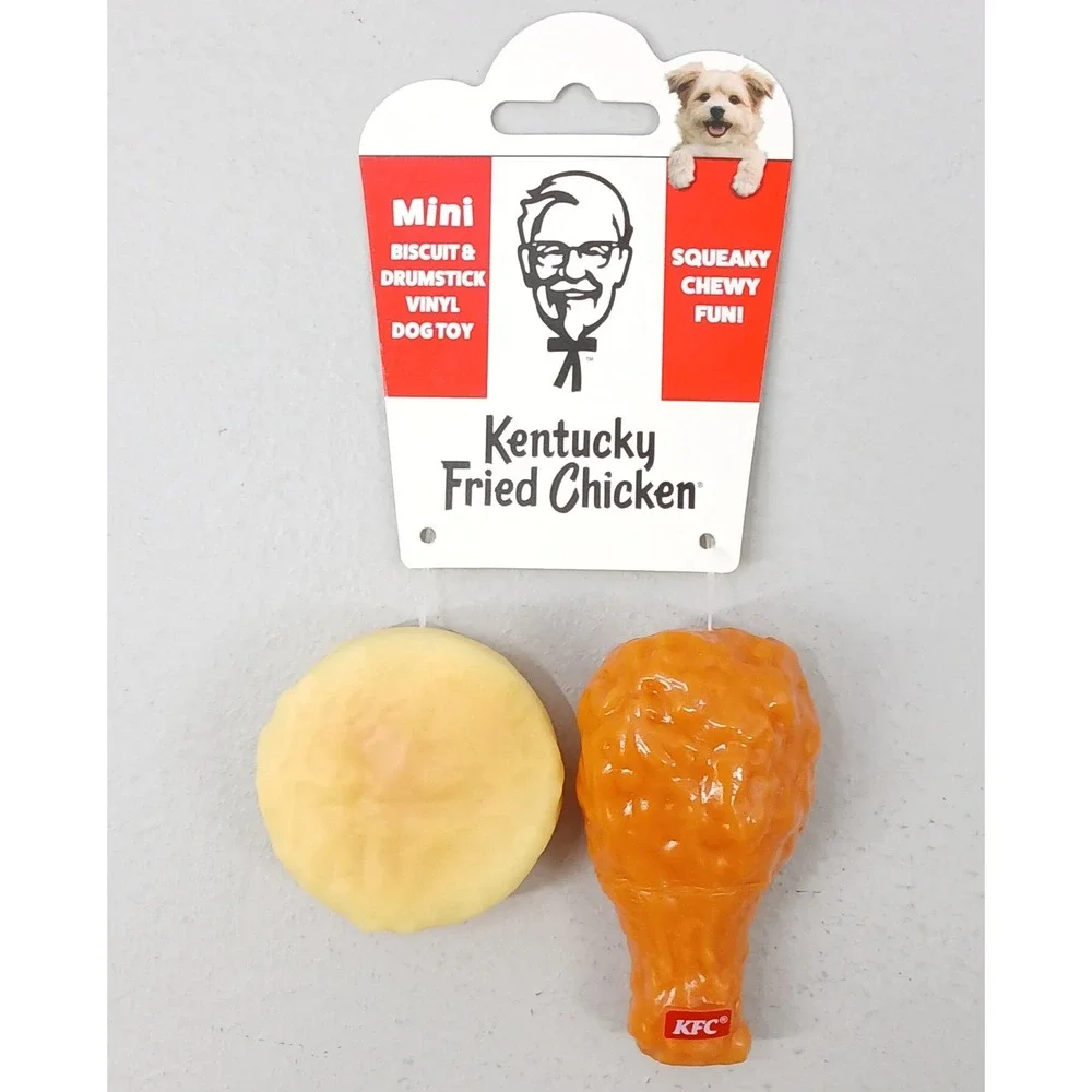 KFC Dog Toy 3pc Set Mini Soda Cup Biscuit Drumstick Small Dogs Red White